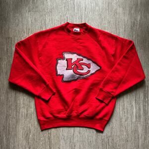 Vintage Pro Player Red Kansas City Chiefs Graphic Crewneck Sweatshirt Size Large